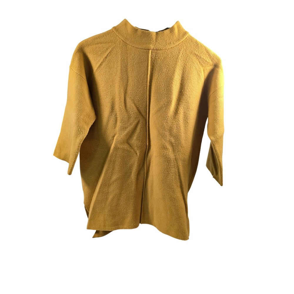 Rachel Zoe Womens Mustard Yellow Mock Neck 3/4 Sleeve Knit Sweater XS